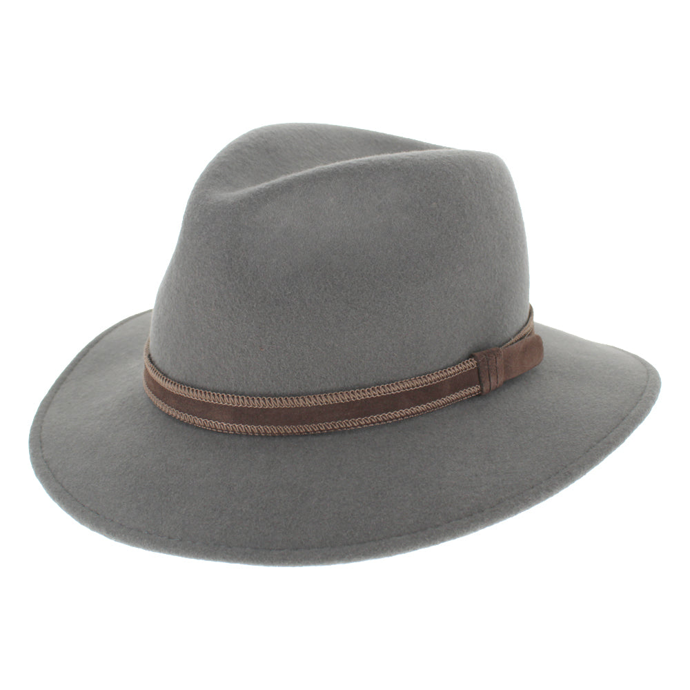Belfry Albertini safari hat in grey merino wool, ideal for warm weather travel and daily wear