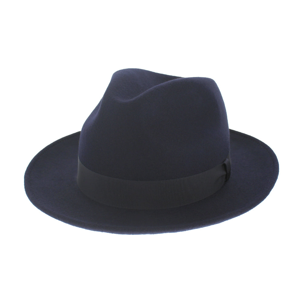 Belfry Bartolo Navy Fedora – All Weather Merino Wool by Tesi
