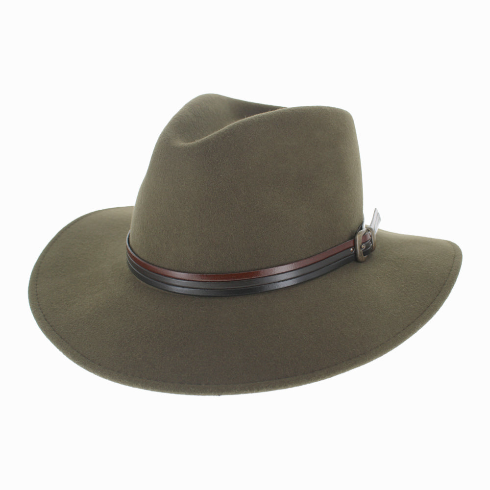 Belfry Benigno safari hat in dark taupe merino wool, perfect for summer hikes