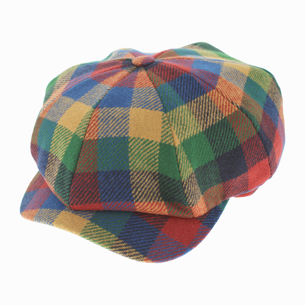 Wigens Ewan multicolor 8-panel newsboy cap in soft wool and alpaca blend with cashmere lining