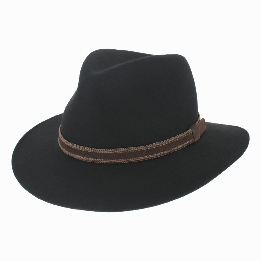 Belfry Foglia black safari hat in merino wool, perfect for stylish summer travel and casual wear