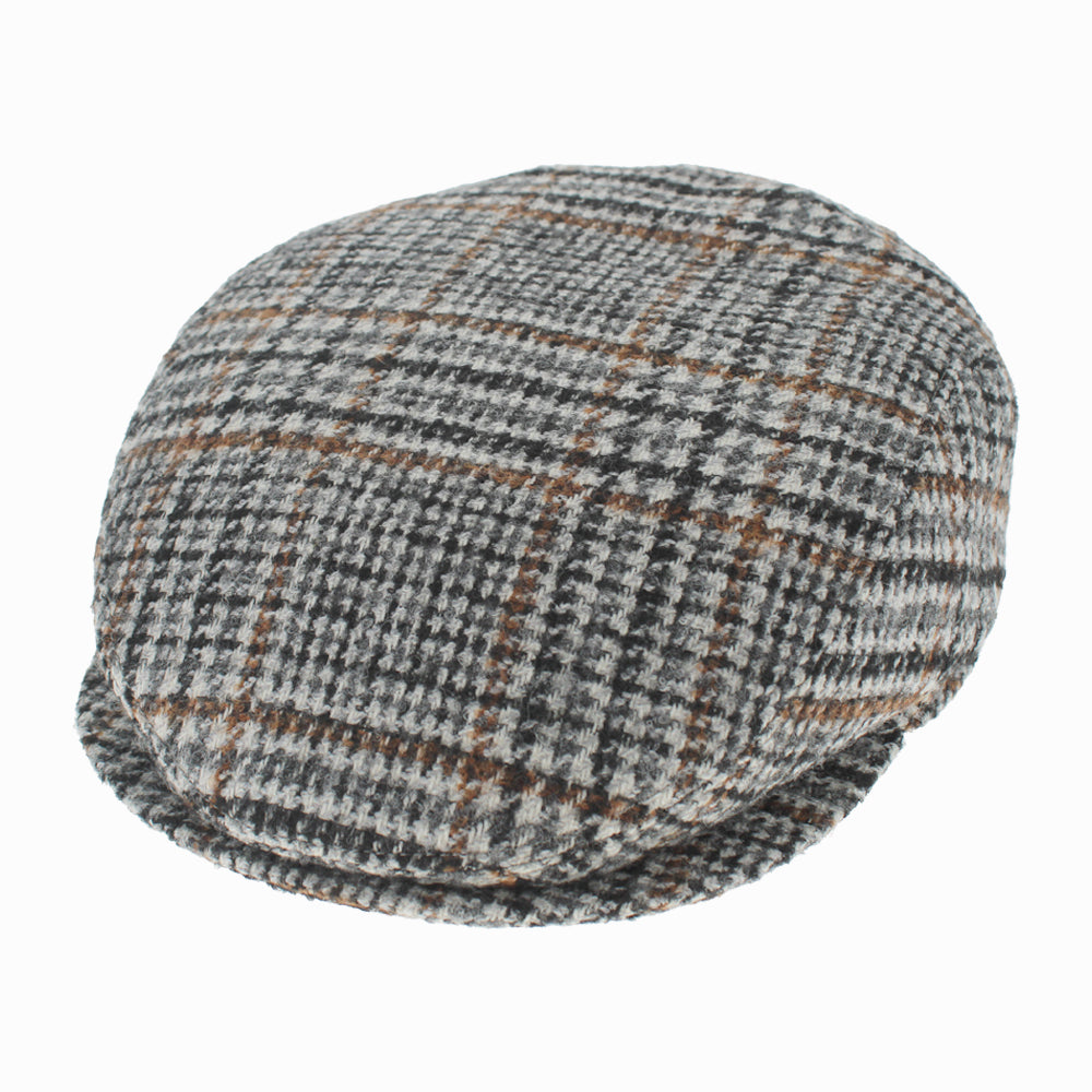 Wigens Gerri black plaid ivy slim cap, wool and baby alpaca blend from Ferla Mill