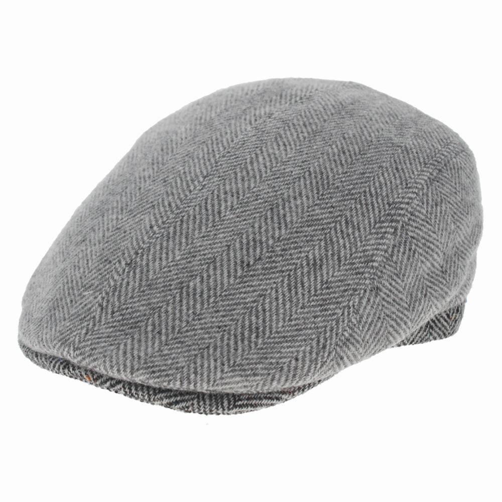 Belfry Jino grey chevron wool ivy cap with contrasting herringbone band and bill