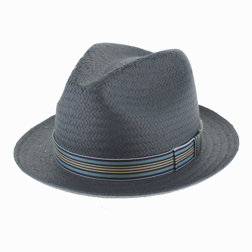 Navy and Gray Fedora w/band. Bespoke Handmade Fedora - Special hat band-Gray-navy main image 4
