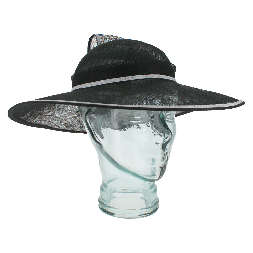 Sinamay Black Wide-Brim Dress Hat M509 ( Black ) Kentucky Derby Hat, Church Hat, Wedding Hat  main image 4