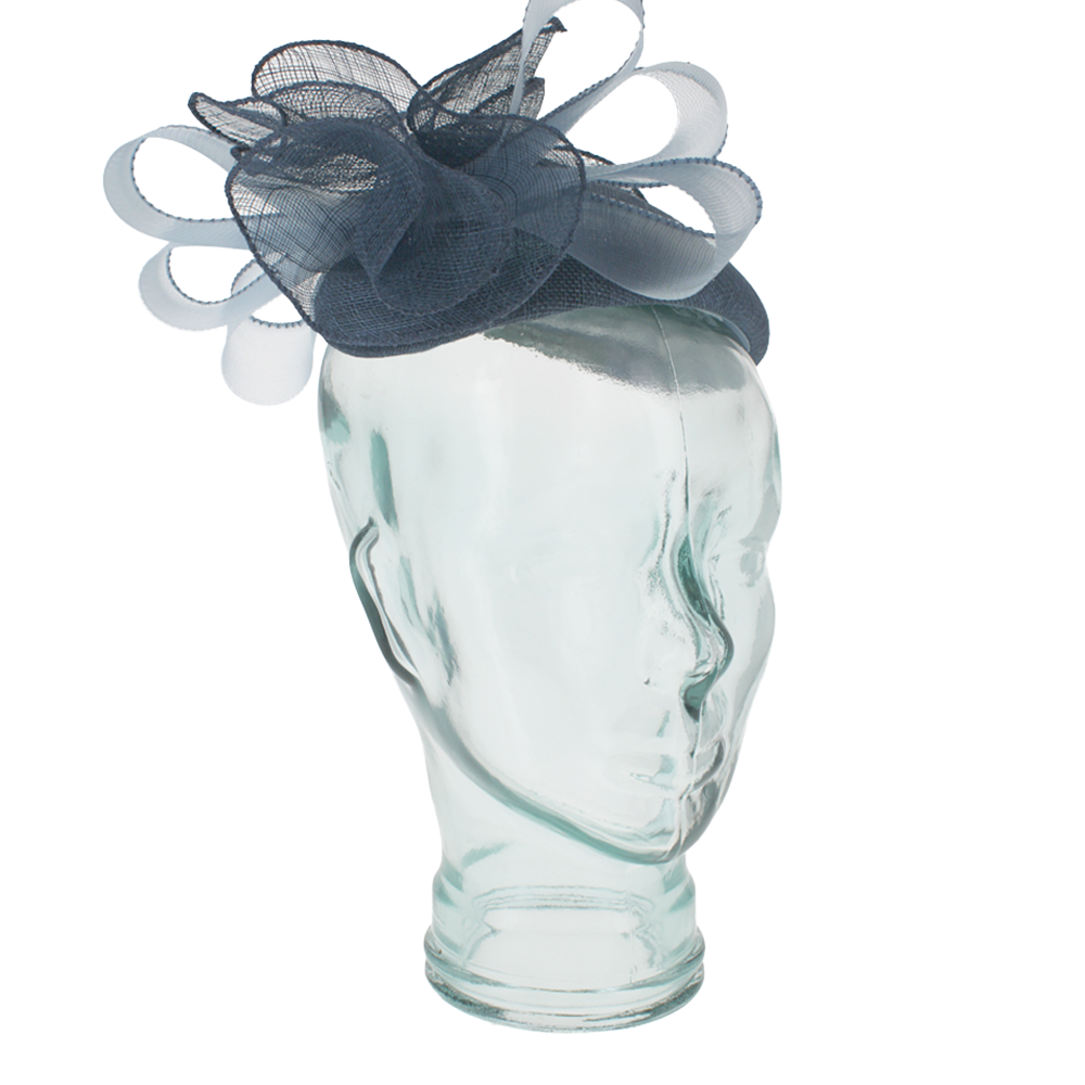 Elegant Blue Fascinator Headband Headpiece Navy Fascinator Burlesque Blue Deep Peacock  main image 4
