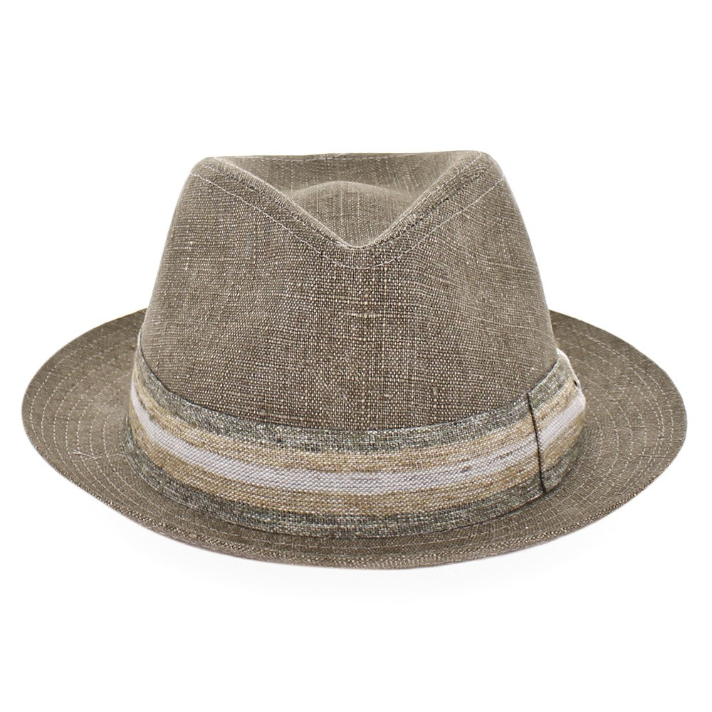 Lightweight linen fedora hat in forest tone for men and women