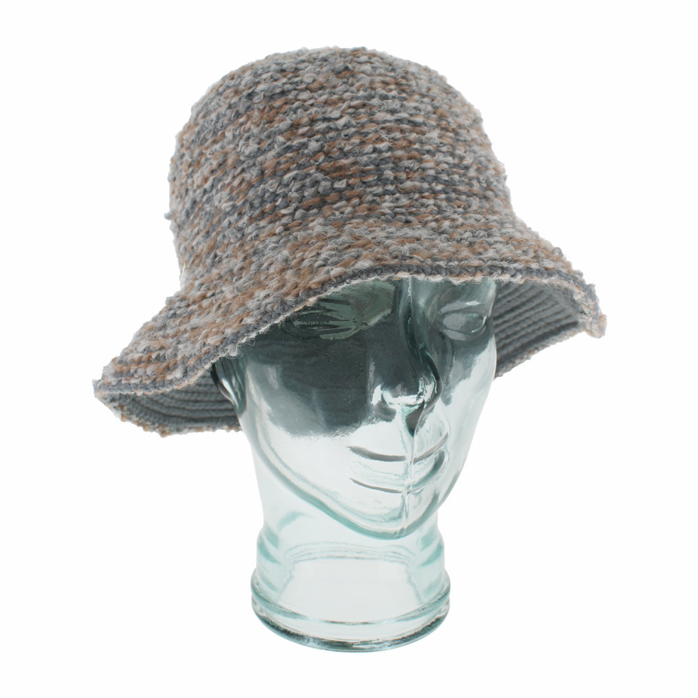 Grey Adelma bucket hat with breathable unlined knit construction for everyday comfort