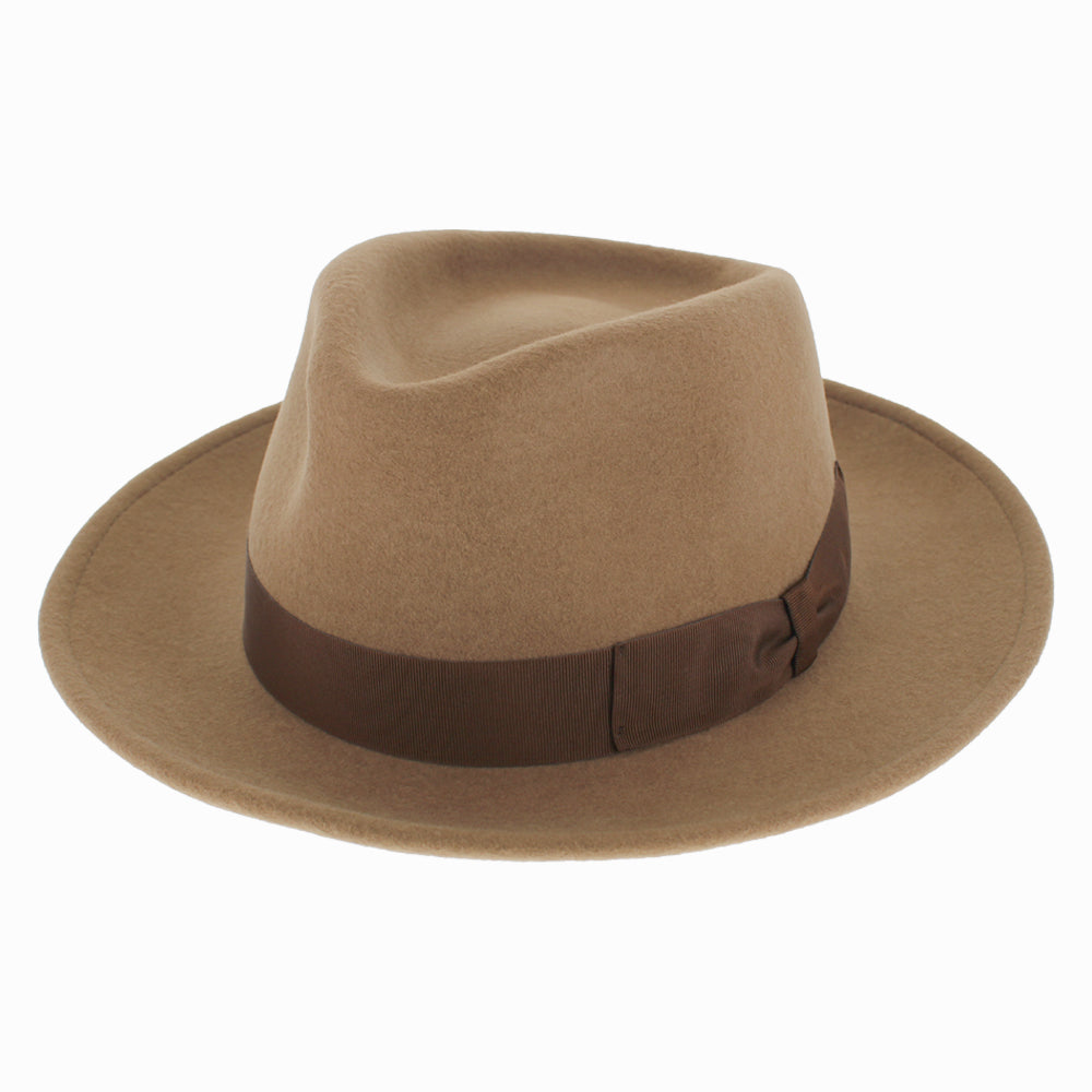 Argill wool felt fedora with teardrop crown and modern silhouette by Belfry Italia