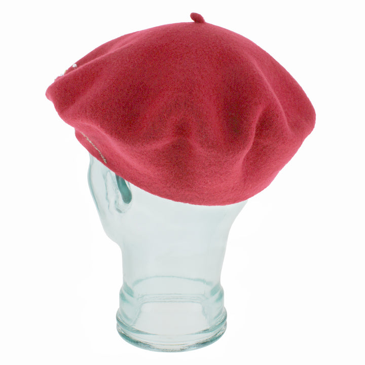 Luxury Belfry Amadore tam in red wool, Italian handcrafted hat with pearl and painted details