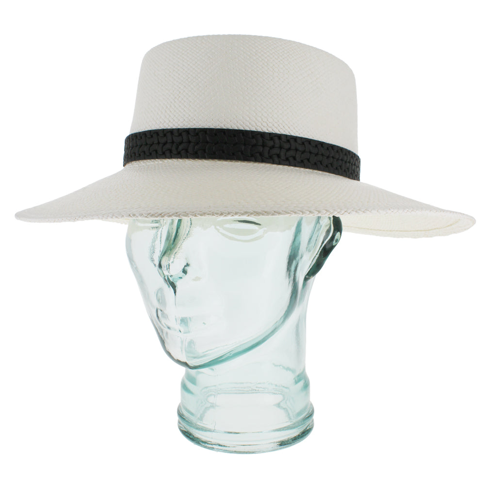 Belfry Italia black boater hat with Panama straw texture and timeless design