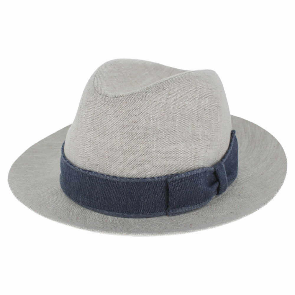 Belfry Armando natural linen fedora with frayed edge hat band