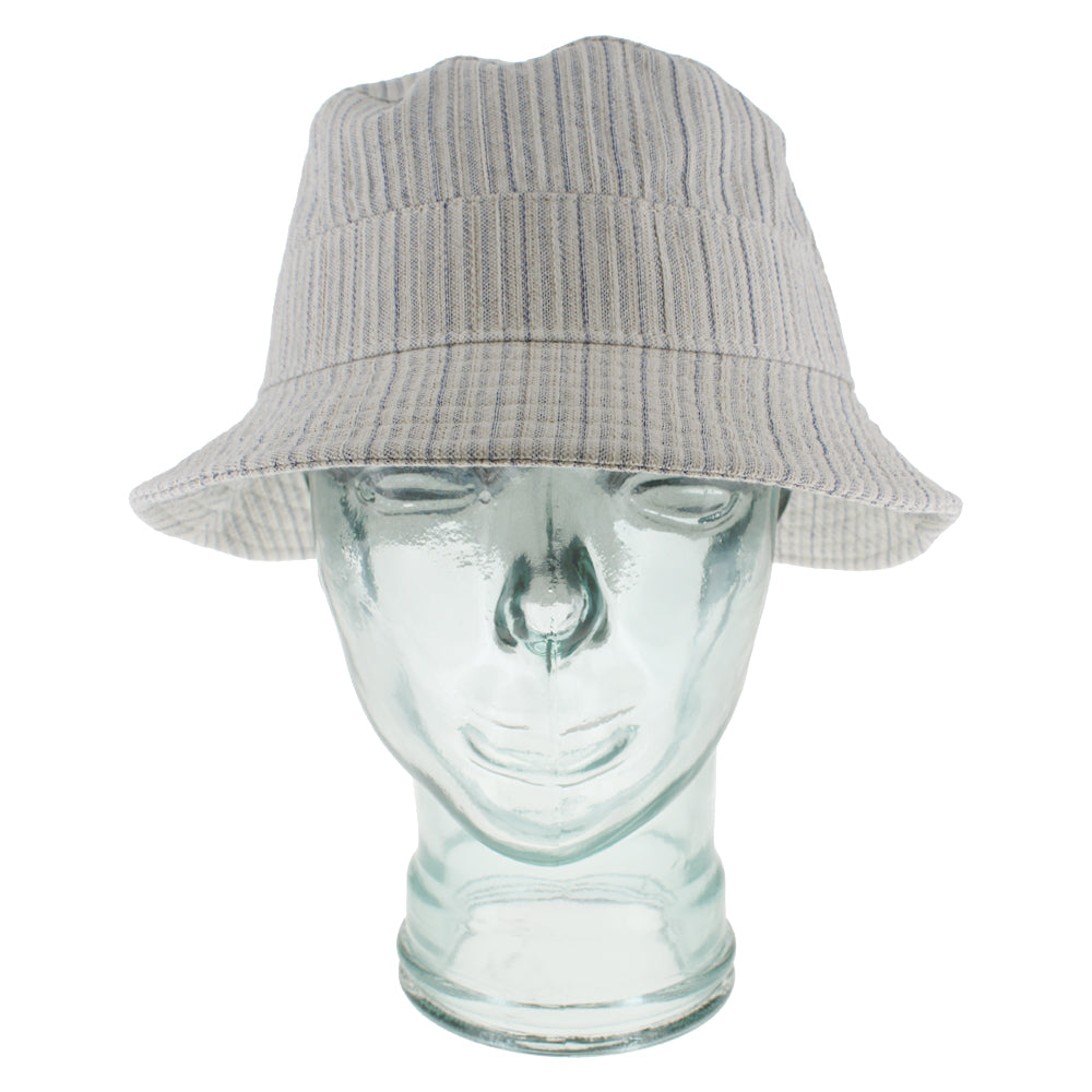 Blue cotton bucket hat with stripe pattern for everyday comfort and outdoor use