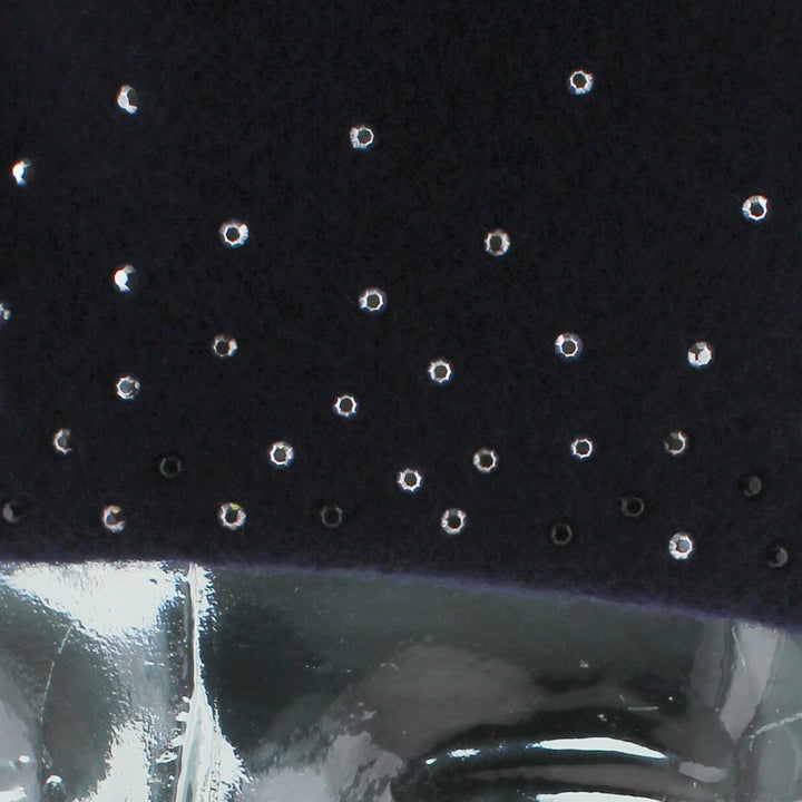 Belfry Bella navy tam hat crafted from 100% wool with rhinestone detailing, a chic women’s cold-weather piece combining comfort, seasonal warmth, and timeless elegance