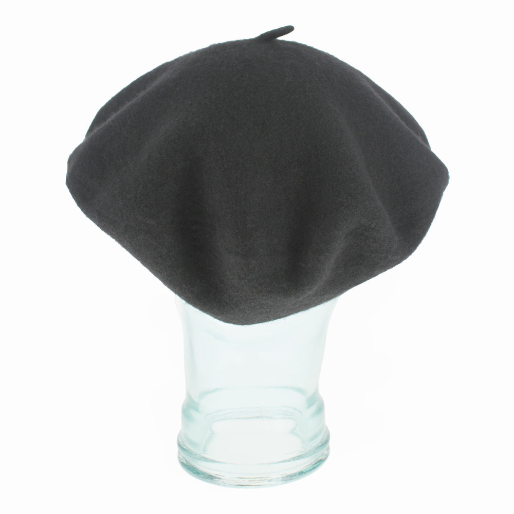 Classic Kathy Jeanne black wool beret, handcrafted with soft 100% wool