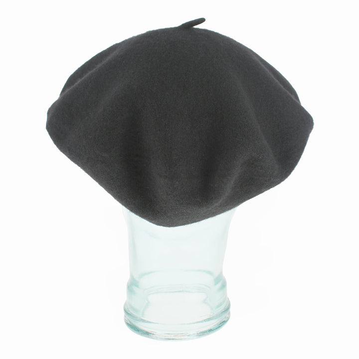 Classic Kathy Jeanne black wool beret, handcrafted with soft 100% wool