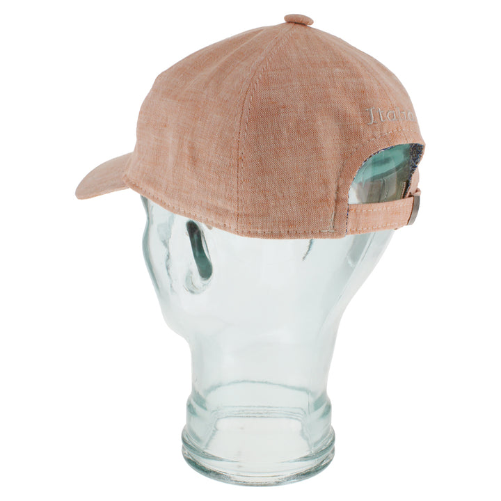 Orange baseball cap in 100% linen with breathable fabric and summer ready style