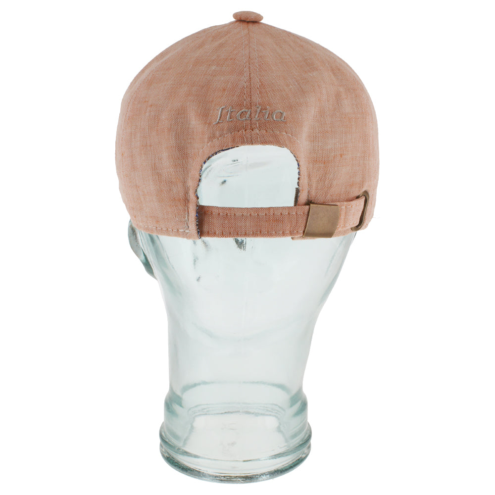 Lightweight orange linen baseball cap with soft cotton lining for casual wear