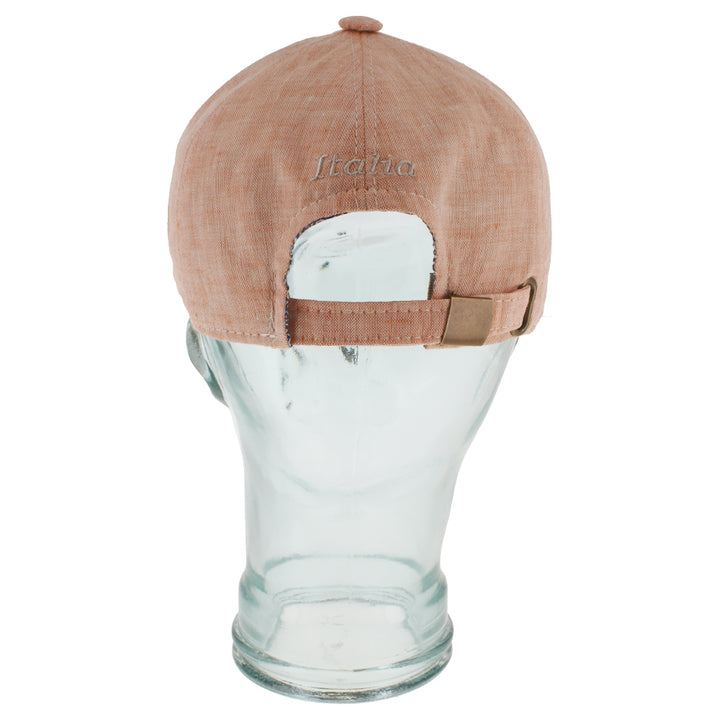 Lightweight orange linen baseball cap with soft cotton lining for casual wear