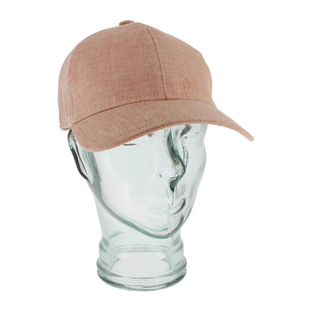Orange linen baseball cap with cotton lining designed for outdoor and everyday wear
