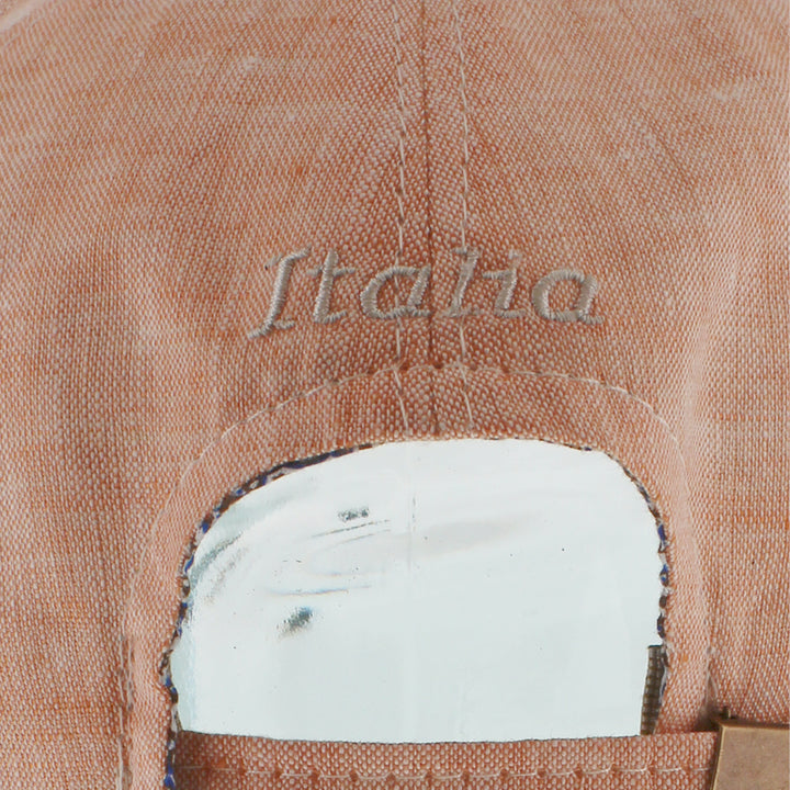 Orange linen baseball cap with breathable construction and comfortable inner lining
