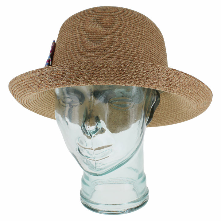 Natural cloche sun hat designed for summer travel and outdoor wear