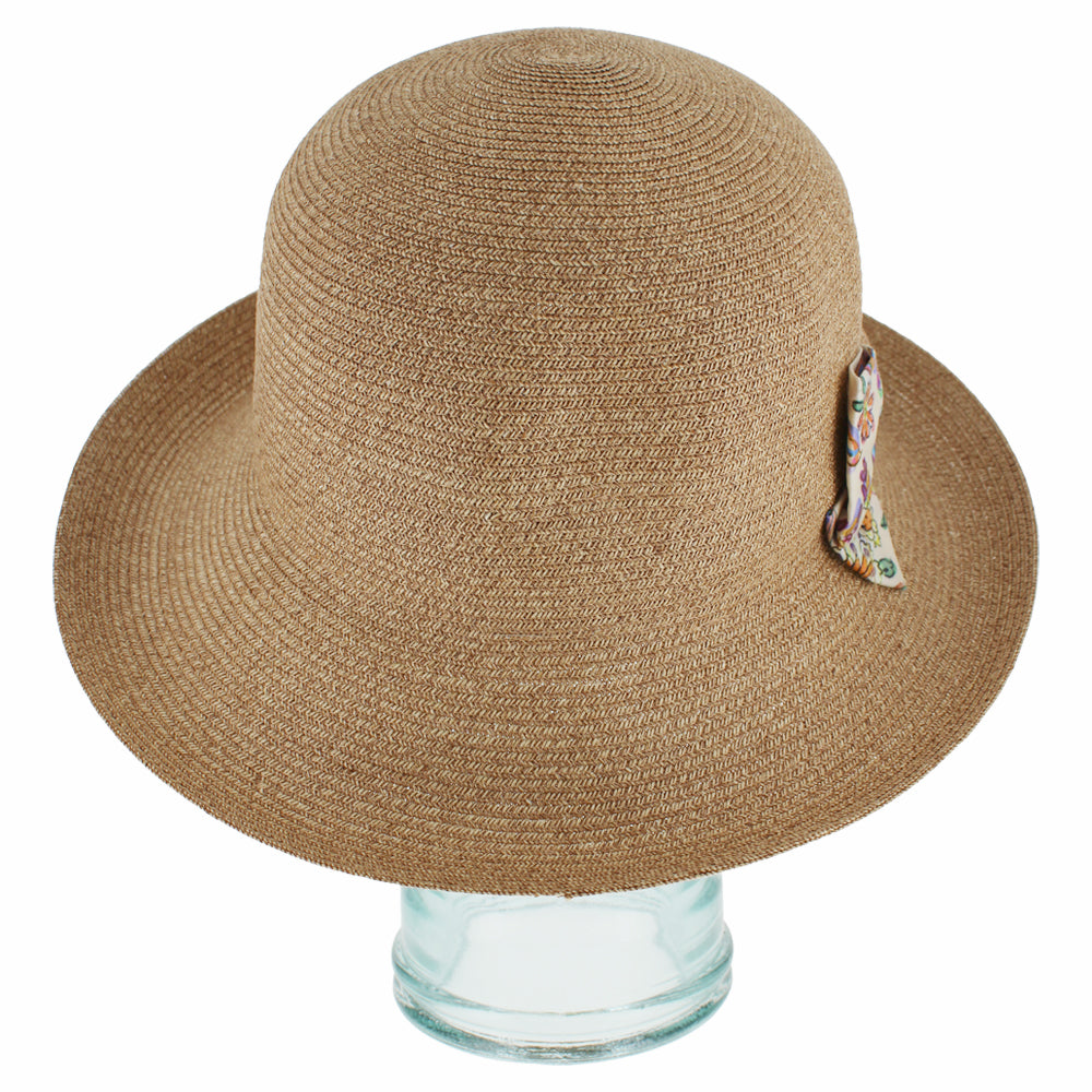 Lightweight natural cloche hat with packable design for travel and beach wear
