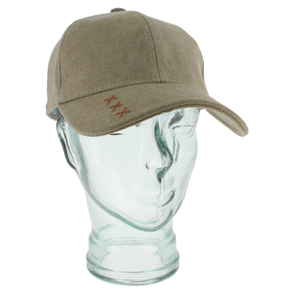 Khaki cotton baseball cap with lightweight canvas and breathable everyday comfort