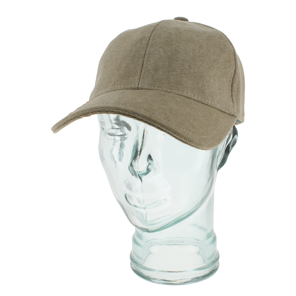 Khaki baseball cap with durable canvas and adjustable leather strap