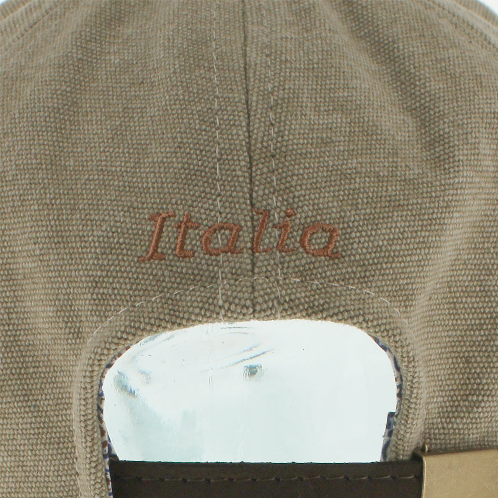 Belfry Italia khaki baseball cap with breathable fabric and refined design