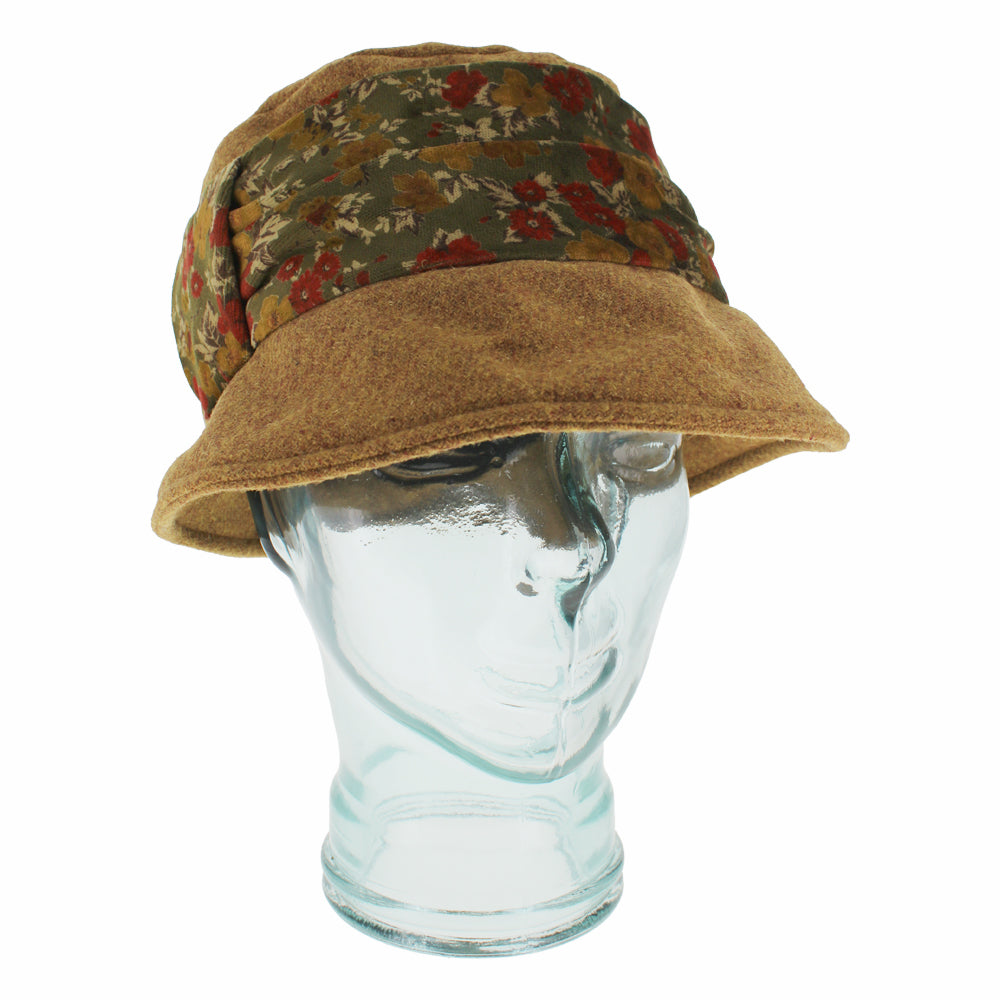 Gold Belfry Cassio wool bucket hat with elegant velvet floral band and soft lined fit