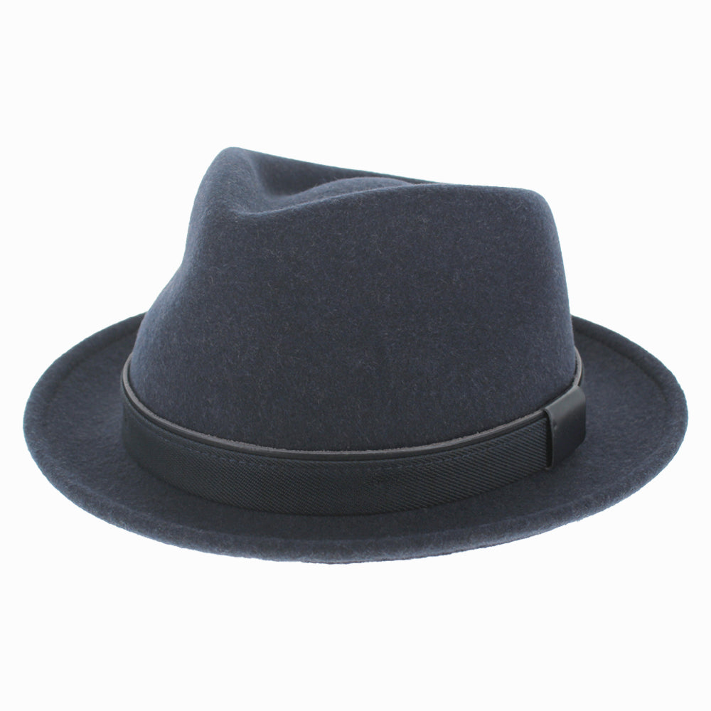 Belfry Coppola stingy brim fedora in Blue Mel wool, water-repellent and perfect for summer travel