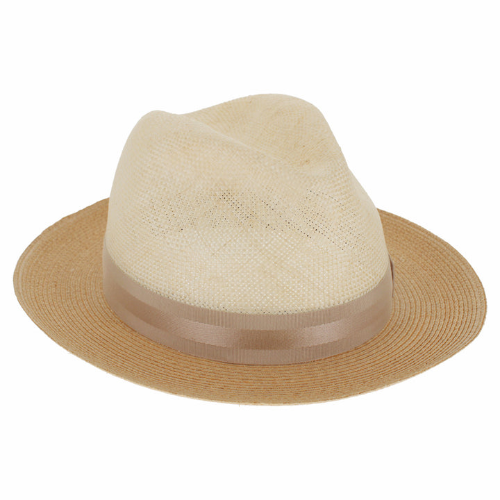 Cream and tan straw hat with tan band