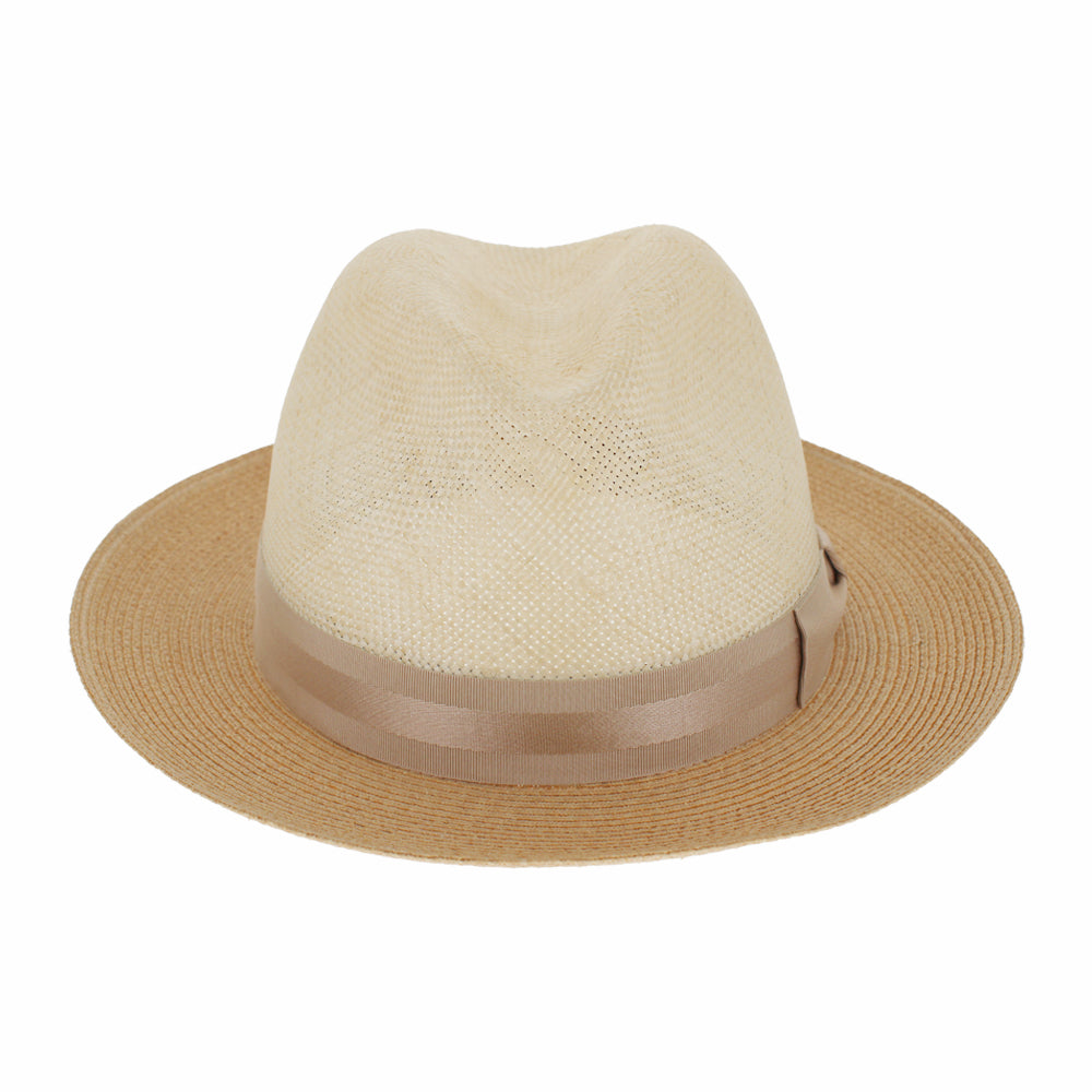 Cream and tan straw hat with tan band