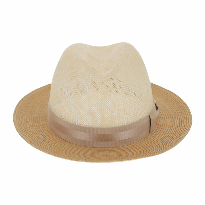 Cream and tan straw hat with tan band