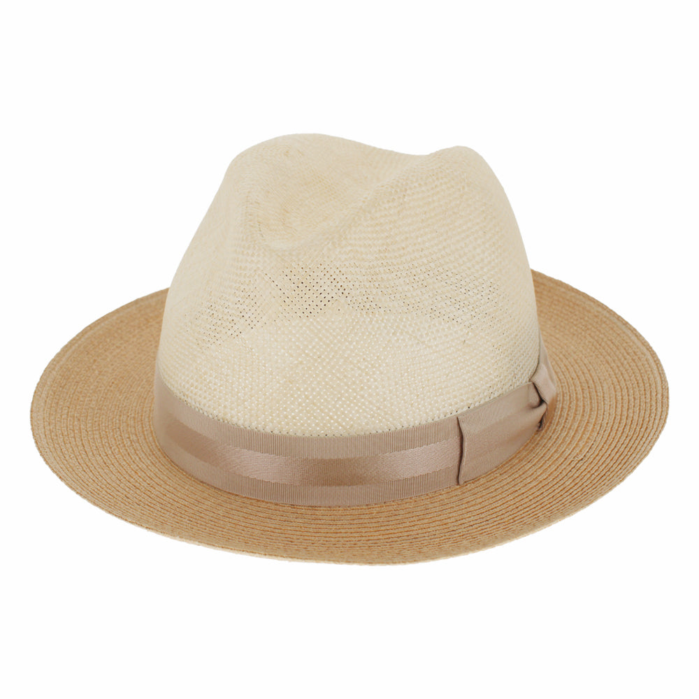 Cream and tan straw hat with tan band