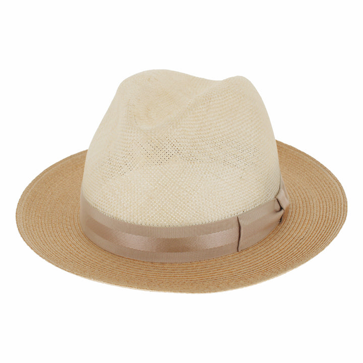 Cream and tan straw hat with tan band