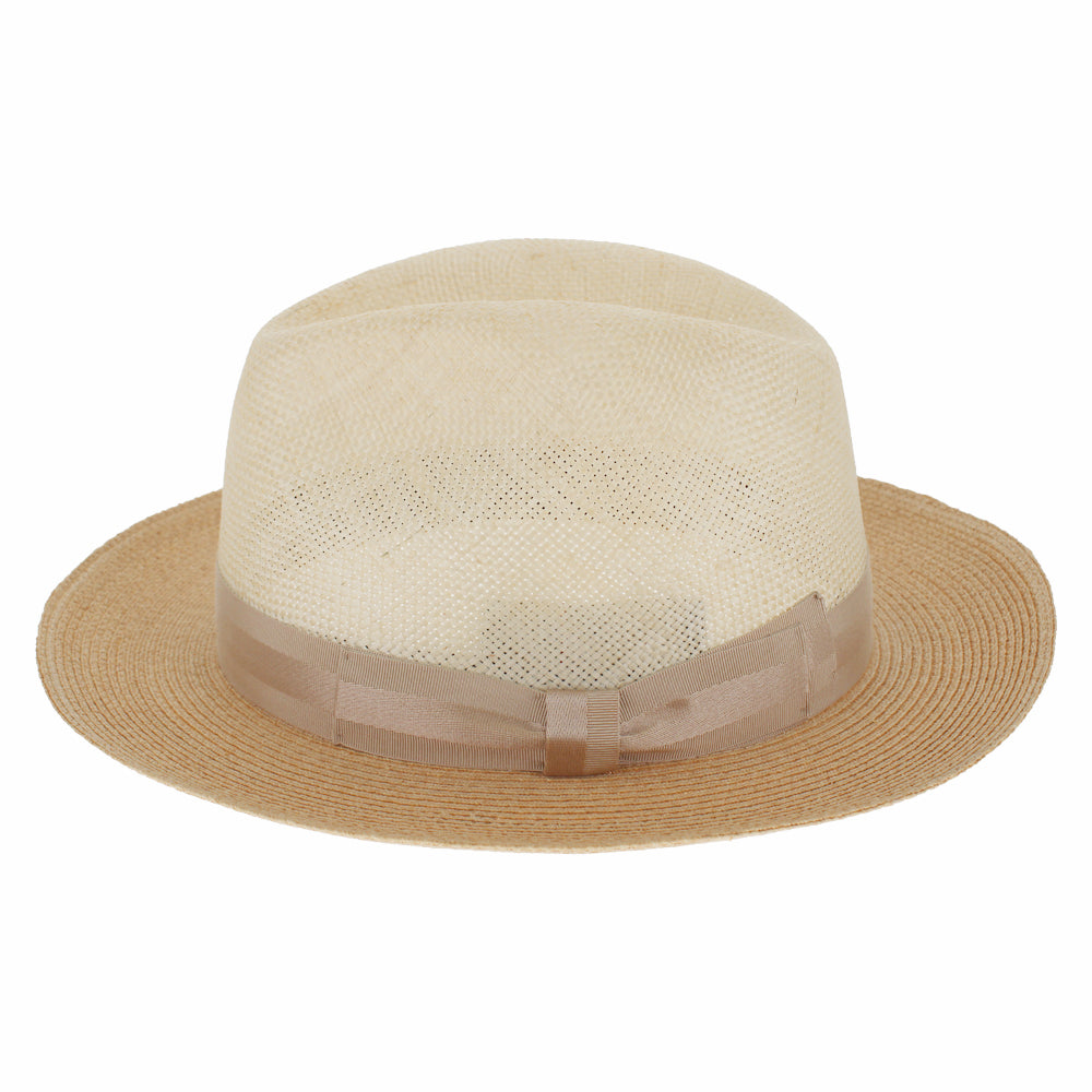 Cream and tan straw hat with tan band