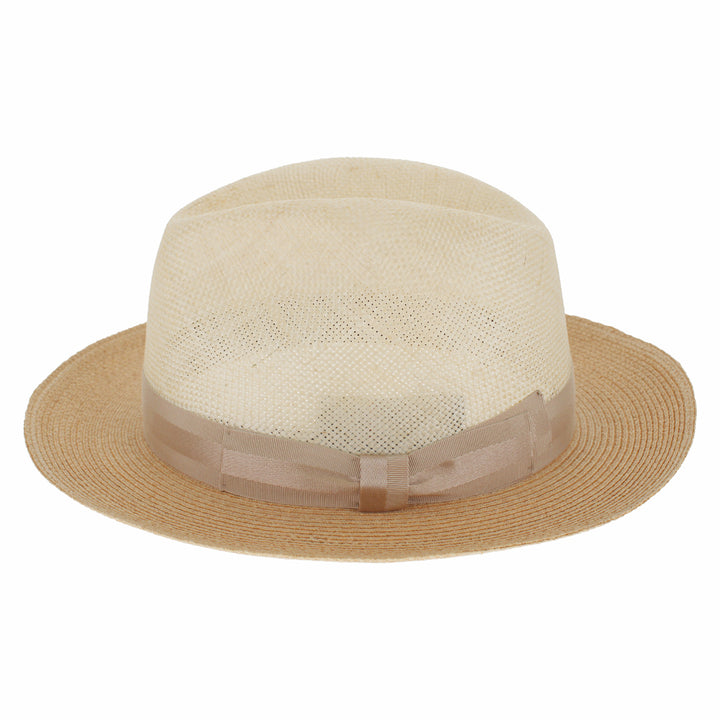 Cream and tan straw hat with tan band