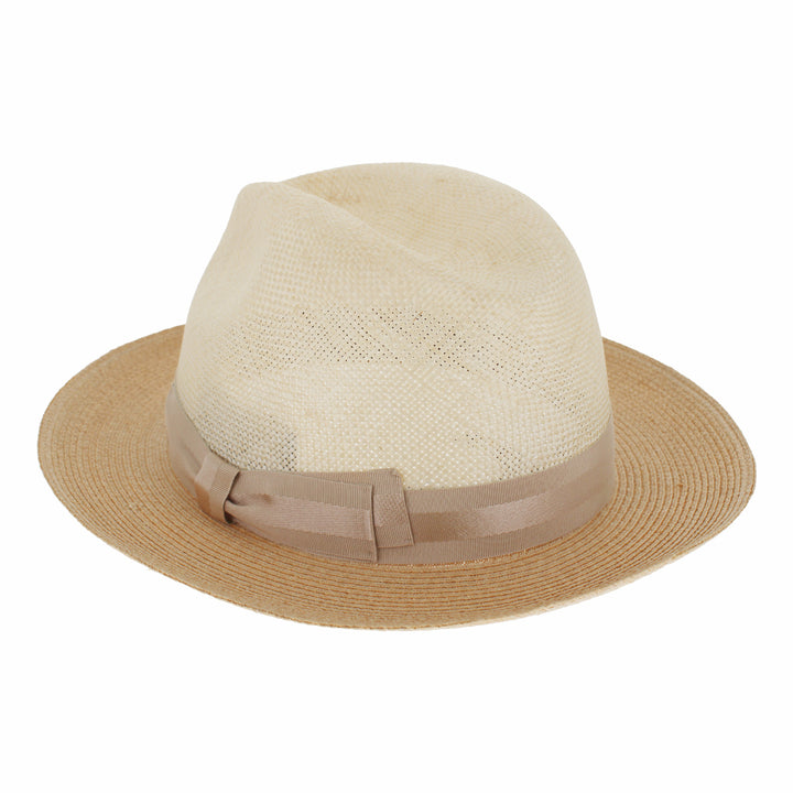 Cream and tan straw hat with tan band
