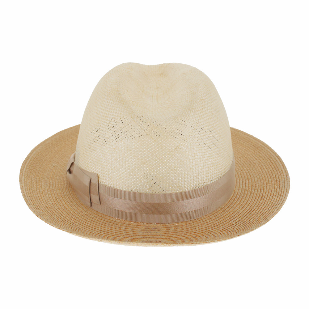 Cream and tan straw hat with tan band