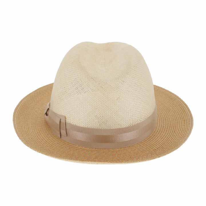 Cream and tan straw hat with tan band