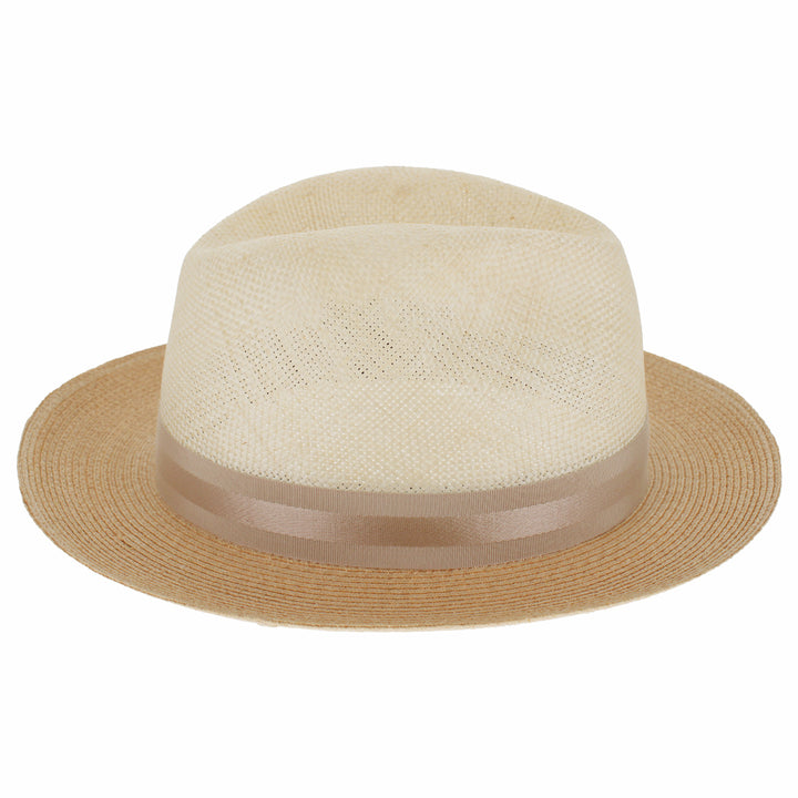 Cream and tan straw hat with tan band