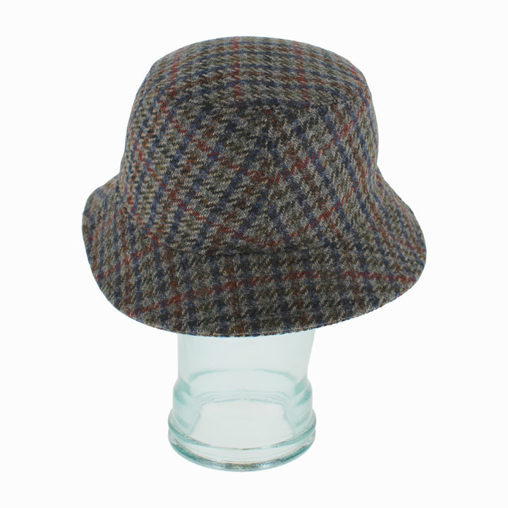 Detail shot of Houndstooth Belfry Crostini wool bucket hat showing textured pattern and insulated lining