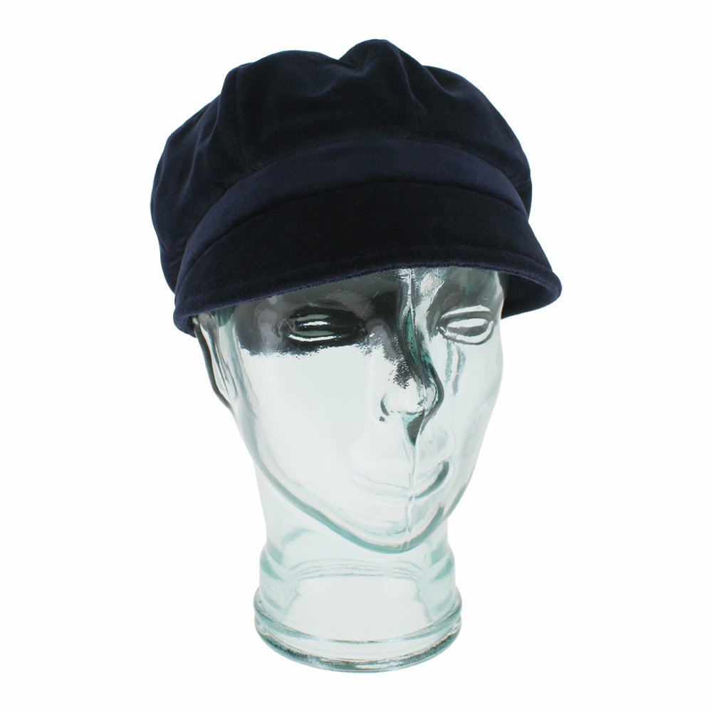 Navy Belfry Dania velvet mod cap featuring tailored fit and refined feminine style