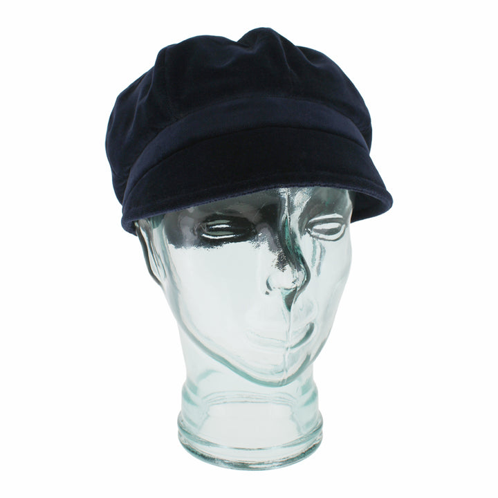 Navy Belfry Dania velvet mod cap featuring tailored fit and refined feminine style