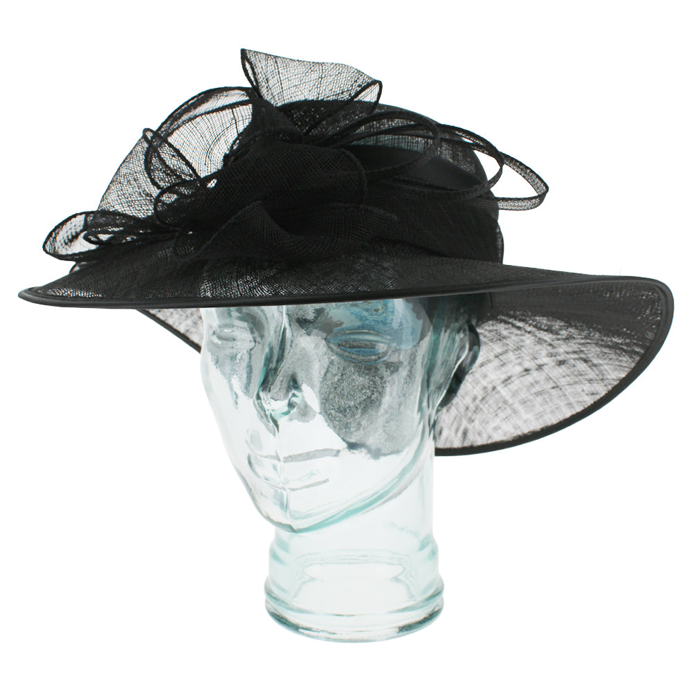 Belfry Italia black sinamay hat with classic silhouette and sophisticated finish