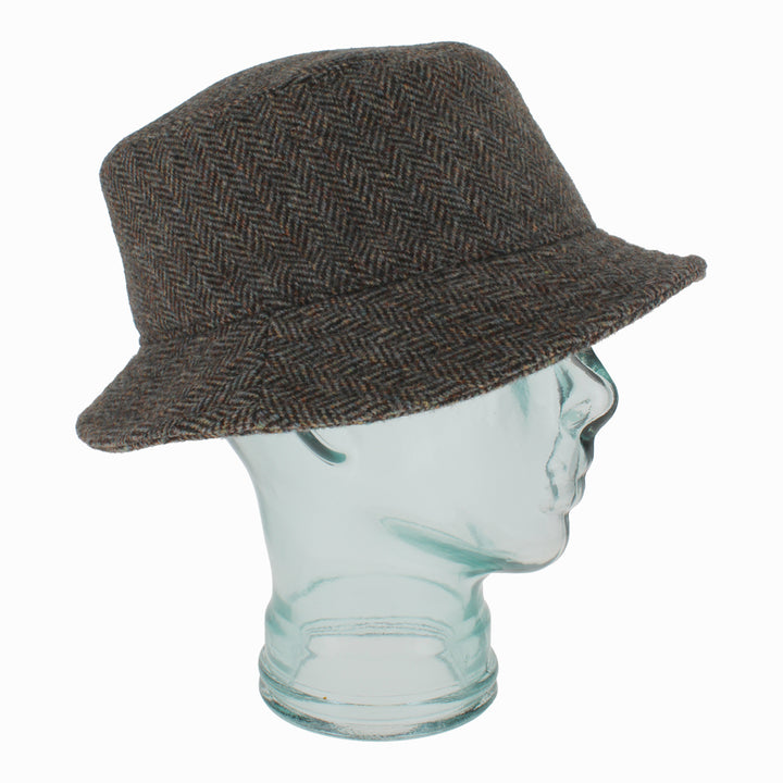 Back angle of Herringbone wool Desi bucket hat with cozy build suited for fall winter seasons