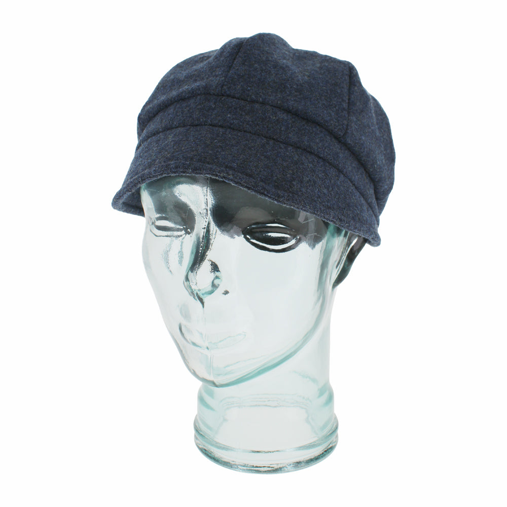 Belfry Edda blue wool cap with modern fit and traditional button-top detailing