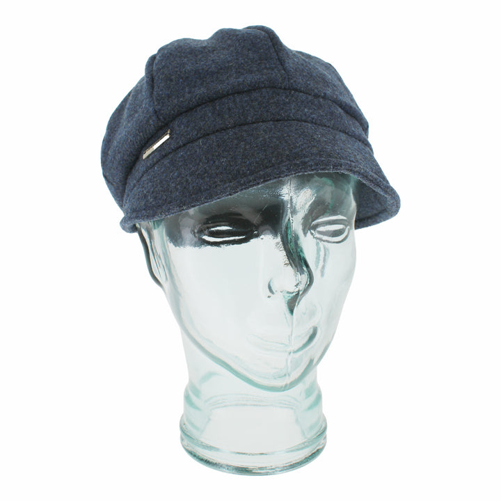 Blue Belfry Edda mod cap crafted from Shetland wool with clean structured shape